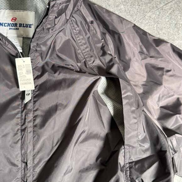 Anchor Blue Jacket Men's Large Black Snap Front Windbreaker Mesh Lined Nylon Y2K - Picture 4 of 5